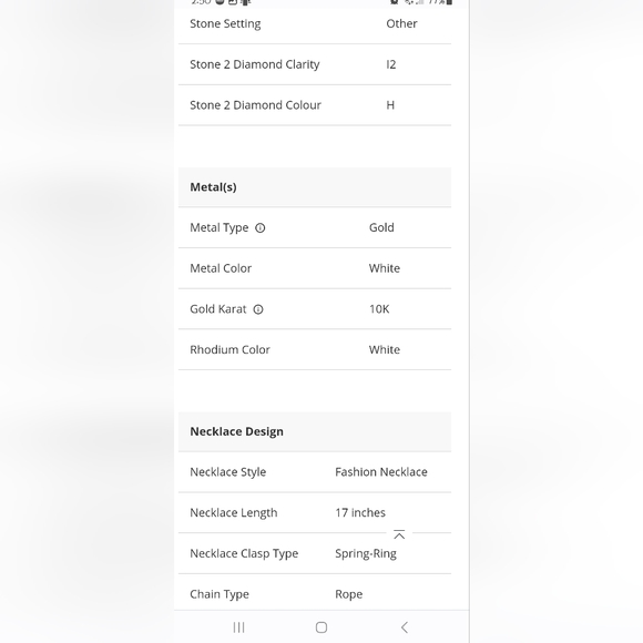 Diamond Heart Necklace 1/10 ct tw Round 10K White Gold 17" by Jared - Picture 5 of 6